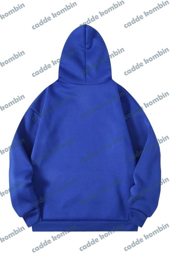 caddekombin Califor Ornia 1776 Oversize Sweatshirt - Sax Blue Printed, Winter Thick