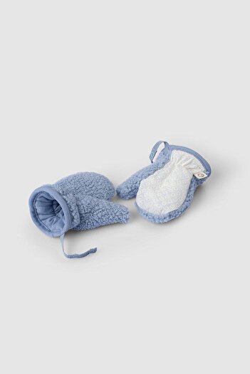 Little Gusto Wellsoft Kapüşonlu Eldivenli Bebek Ceket Mavi