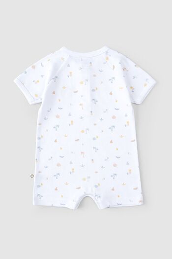 Little Gusto Organic Cotton Short Sleeve Baby Shorts Jumpsuit - Picnic