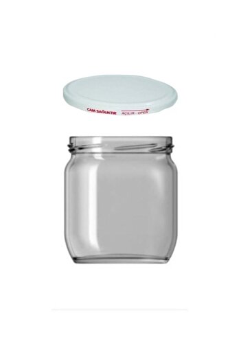 Paşabahçe 6 Pieces White Metal Lid Glass Jar 425 Cc