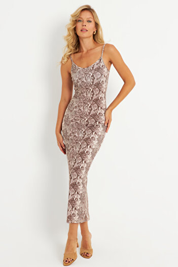 Cool & Sexy Stone Patterned Snake Maxi Women's Dress - Men2052