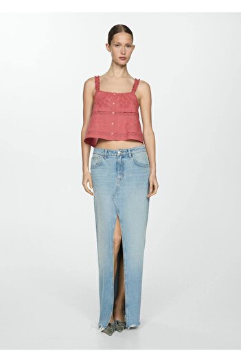 MANGO Woman Embroidered Suspender Blouse