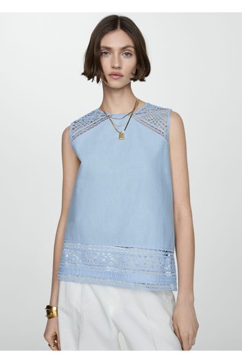 MANGO Woman Bluza din bumbac brodata