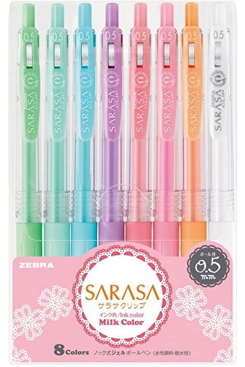 Zebra Sarasa 0.5mm Milk Color 8 Pack Gel Pen - Pastel Colors