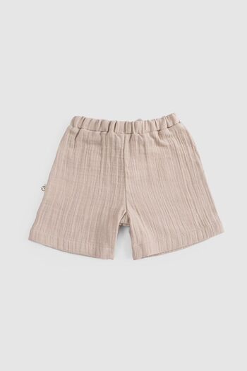 Little Gusto Beige Colored Organic Cotton Muslin Baby Shorts