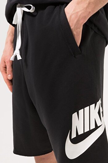 Nike M Club Ft Alumni Erkek Siyah Pamuklu Şort- bol kesim