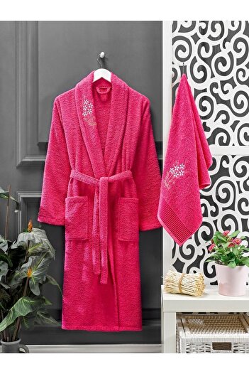 Casnack Fuchsia Towel Bathrobe Set of 2