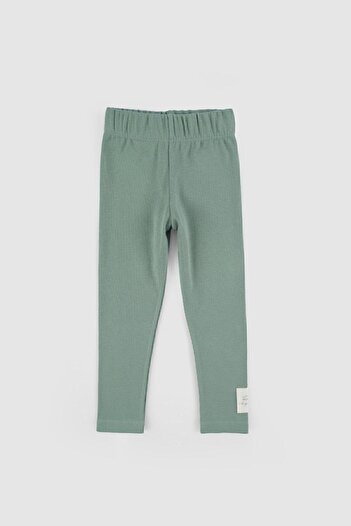 Little Gusto Children's Ribbed Tights Green