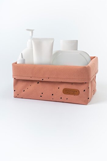 Little Gusto Organizer Sepet Bebek Cosmos Pembe Organik Pamuk 25x16 cm