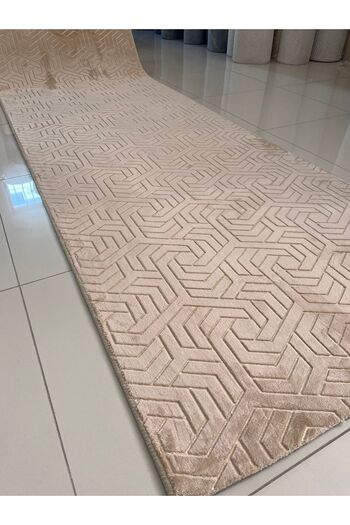 Alya Home Beige Dinarsu Harmony Non-Slip Based Cutting Carpet Runner - Kitchen Carpet