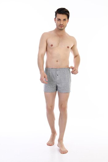 Çift Kaplan Erkek Penye Gri Melanj Boxer 0805