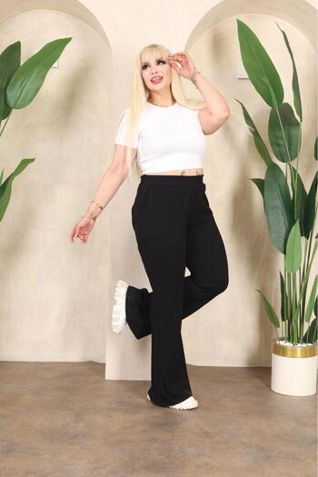EMEZ Crepe Fabric Spanish Leg Pants