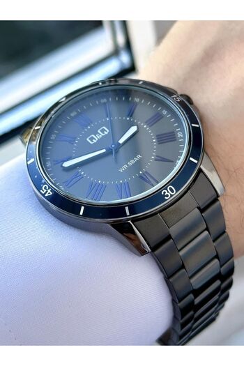 Q&Q Men's Black Smoked Roman Numeral Dial Indicator Frame Analog Watch