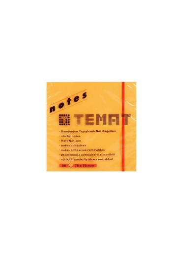 Temat Adhesive Note Paper(12 PIECES)phosphororange 75x75 Mm