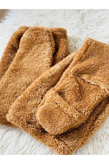 kubbe Tedy Peluş Uyku Çorabı Welsoft Diz Üstü Ev Çorabı Ayak Isıtıcı Uzun Çorap