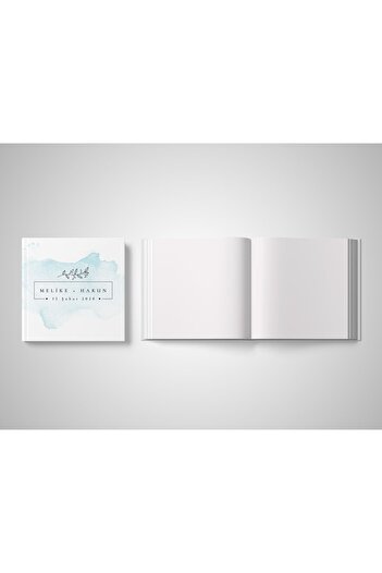 Norm Design Wedding - Engagement Guest & Guest Memory Book Blue Patterned
