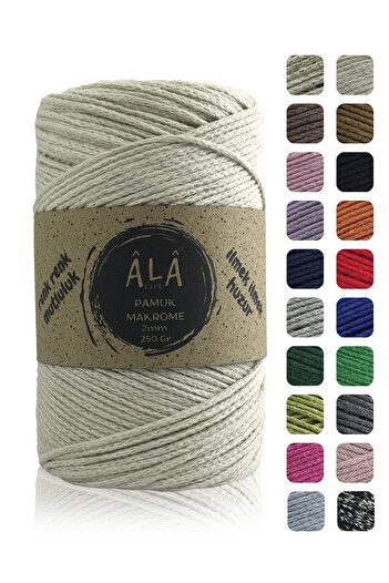 aladepo Koton Pamuk Makrome İpi 2mm Cotton Zincir Makrome Çanta İpi Supla İpi Koton İp 250 Gram