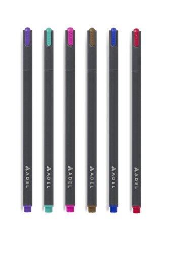 Adel Fineliner Colored Fine Point Pen 0.4 6-Piece Dark Colors Kr01303