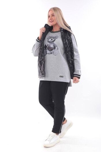 MAG FASHİON Plus Size 3 Piece Set - Vest, Pants, Hooded Swit