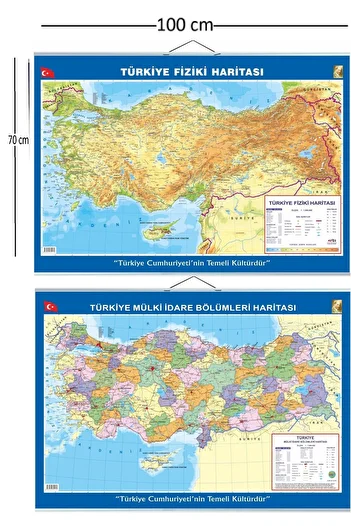 LRS STORE 70x100 cm large Turkey Map - DouBle Sided and Slatted Hanger