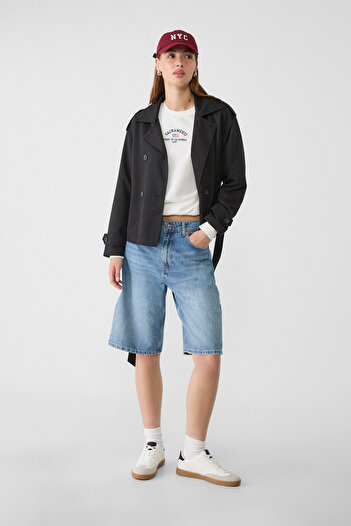 Stradivarius Short trench coat with belt