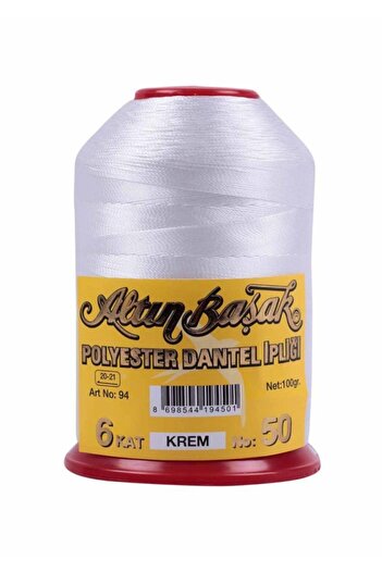 Altınbaşak Altın Başak Polyester Lace Thread 6 στρώσεις 100 Gr Κρέμα Νούμερο 50 (1 τεμ.)