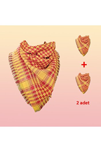 Bima Ticaret Yellow Orange Kefiye Model Square Puchsia - 2 Pieces Women's and Men's Puchsia
