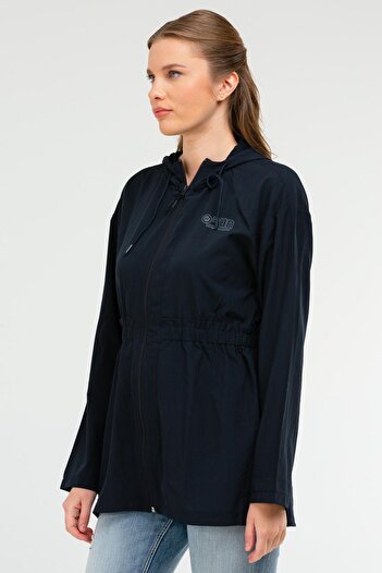 speedlife Sc1074 Model Navy Blue Regular Bstrech Hooded Women's Tunic