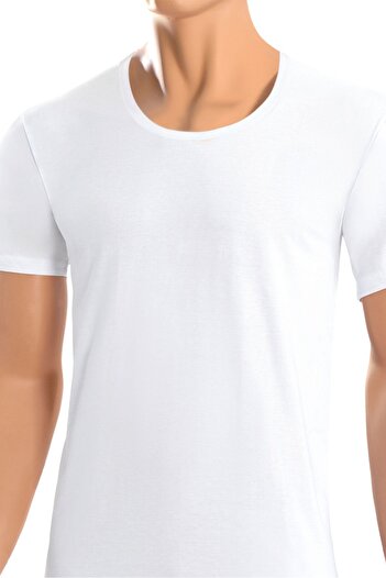 Öts Pack of 6 Men's Single Jersey Open Collar T-shirt White (100% Cotton)