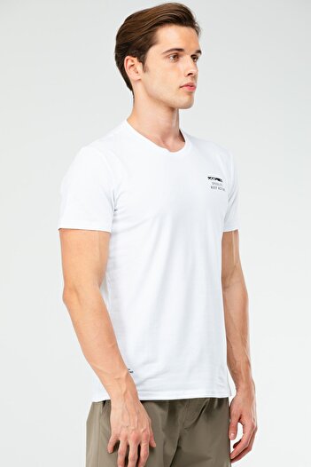 speedlife White Regular Cotton Crew Neck Short Sleeve Men's T-Shirt Xf1542