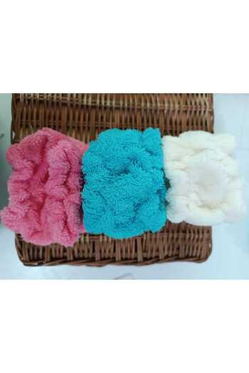 MEŞELİ TEKSTİL 6 Pieces Water Absorbent Wrist Washing Bands - for Athlete and Spa, Cream Pink Green