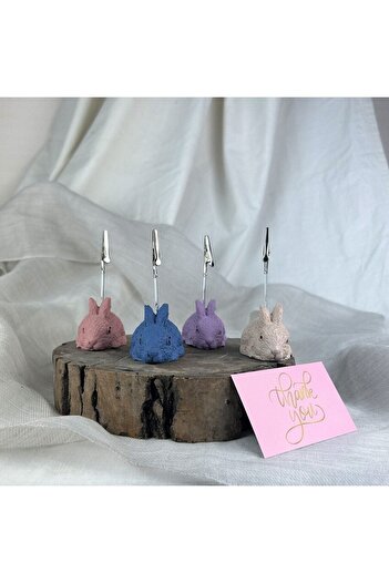 oasis decoration Rabbit 4-Piece Note Holder Set ( Cream - Gray Blue - Antique Pink - Purple), Photo Holder