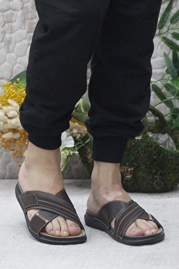 fort 171202   Model Anatomical Flexible and Comfortable Men's Brown Slippers
