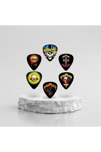 cantekin Gitar Pena 6 Adet 0.71mm Guns N' Roses Baskılı Özel Tasarım Çift Taraf Baskılı Pena