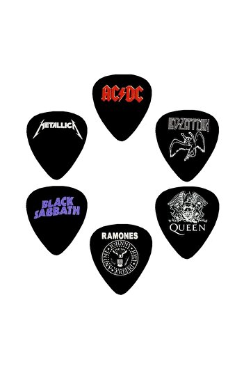 cantekin Gitar Pena 6 Adet Metallica Adcd Led Zeppelin Queen Black Sabbath Ramones