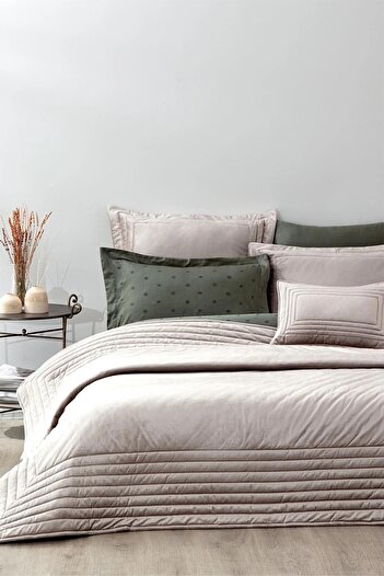 Ecocotton Feza Double Bed Cover Set 50% Cotton 50% Polyester Beige 240X260 Cm