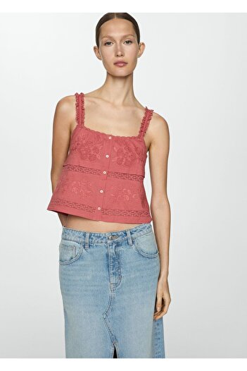 MANGO Woman Embroidered Suspender Blouse