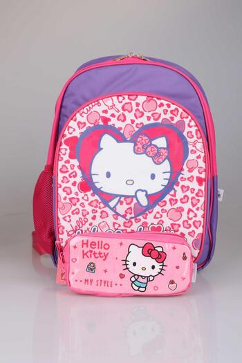 Hello Kitty "Pink Love" Licensed School Bag and Pencil Bag Set