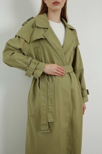 Hooopstore Çağla Gabardine Trench Coat - Aller Detailed