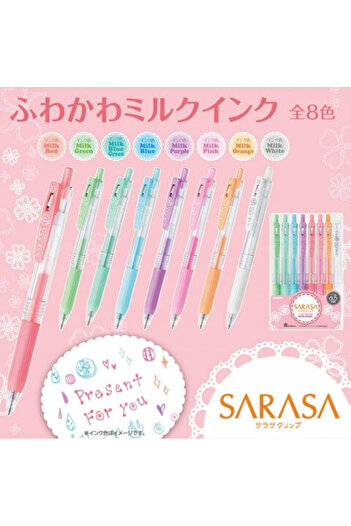 Zebra Sarasa 0.5mm Milk Color 8 Pack Gel Pen - Pastel Colors