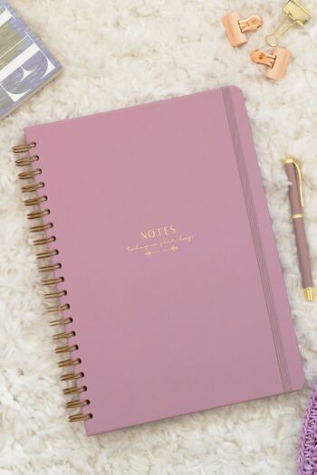 Matt Notebook Trandafir praf în carouri A4 - 20x28 cm, Bloc de note cu copertă rigidă în spirală elastică