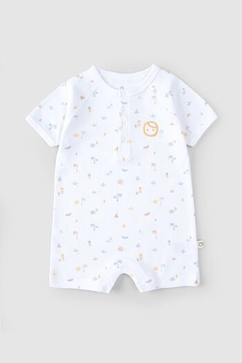 Little Gusto Organic Cotton Short Sleeve Baby Shorts Jumpsuit - Picnic