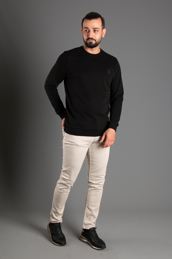 ZEKİ ÖZER Men's Black Textured Sweater - Sifr Collar