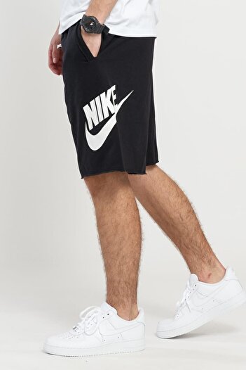 Nike M Club Ft Alumni Erkek Siyah Pamuklu Şort- bol kesim