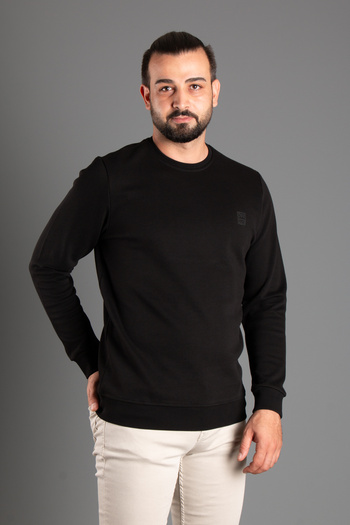 ZEKİ ÖZER Men's Black Textured Sweater - Sifr Collar