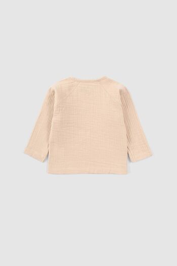 Little Gusto Double Breasted Collar Muslin Baby Jacket Beige Organic Cotton
