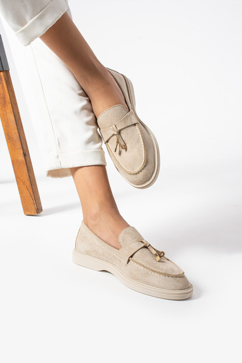 Neva'nın Butiği Γυναικεία Loafer Παπούτσια Comfortable Fit Suede με λεπτομέρεια πόρπης