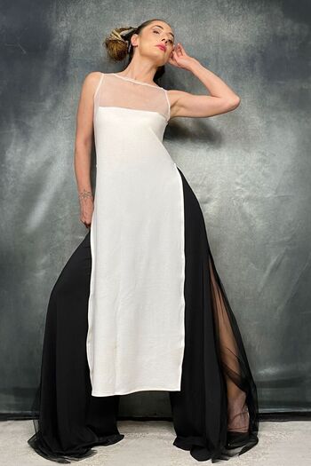 Quincey Long Slit Tulle Detailed Tunic