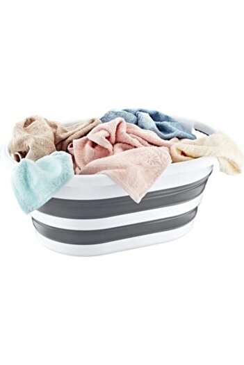 HOBBY LİFE Gray Foldable Laundry Basket