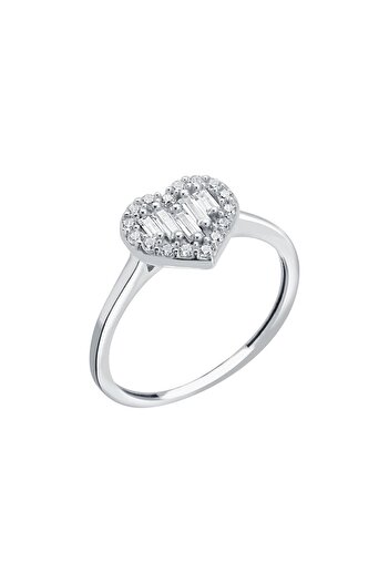 Diamond Line-Gülaylar 8 Ayar Beyaz Altın Baget Yüzük
